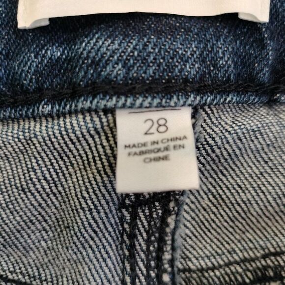 BP Wide Leg High Waisted Dark Wash Distressed Jeans NWT Size 28 - Picture 4 of 8